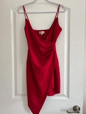 Juniors Macys Emerald Sundae Red Asymmetrical Satin Slip Dress